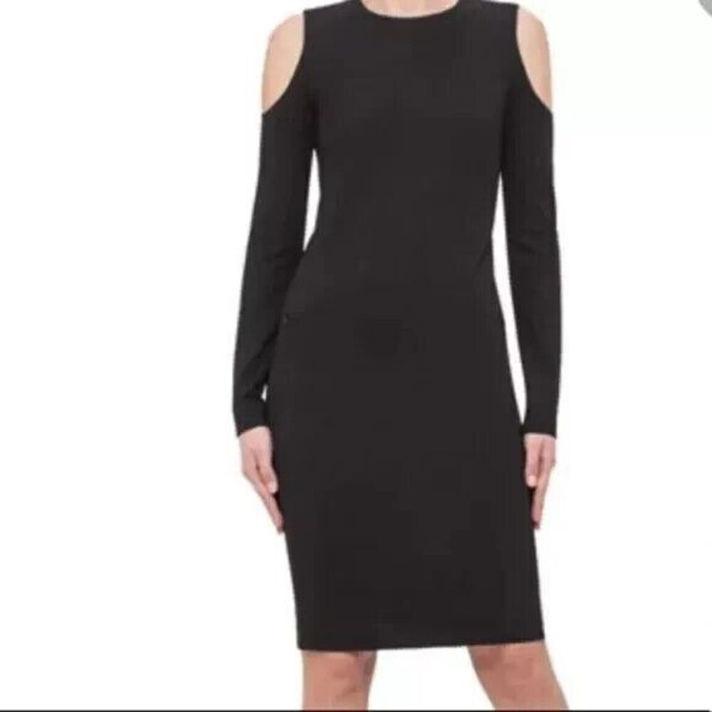 Elegant Date Night Eliza j Black Cold-Shoulder Long Sleeve Dress